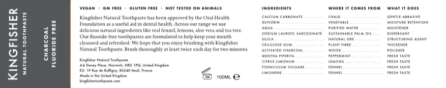 Kingfisher Charcoal Naturally Whitening Toothpaste 100ml