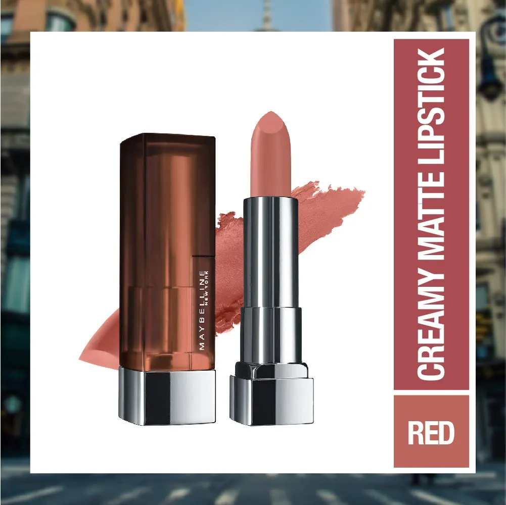 Maybelline Color Sensational Lipstick, Lip Makeup, Matte Finish, Hydrating Lipstick, Nude, Pink, Red, Plum Lip Color, Clay Crush, 0.15 oz; (Packaging May Vary)