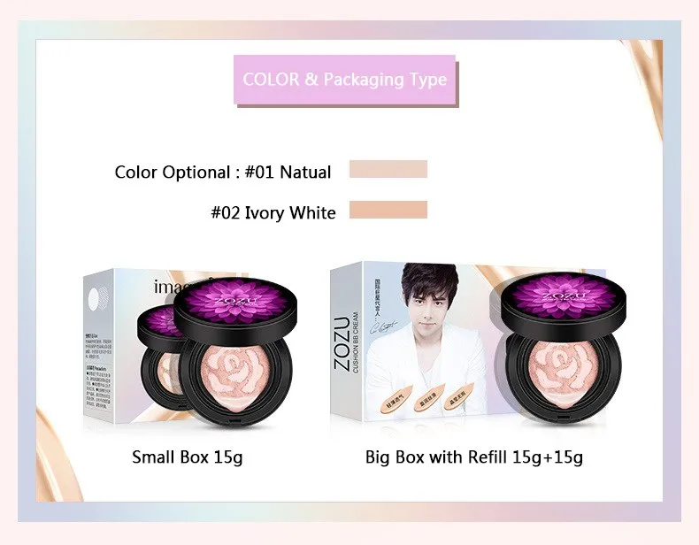 Sunscreen Air Cushion BB Face Base Flawless Pressed Powder Foundation Makeup