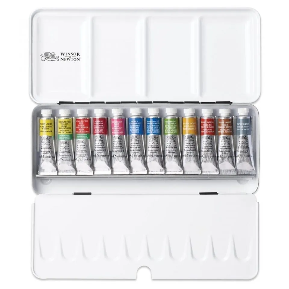 Winsor & Newton Professional Watercolour Tube Travel Tin, 12 Tubes